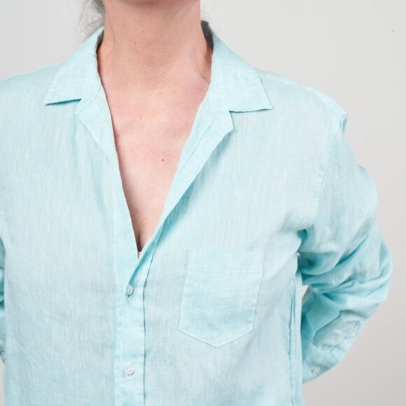 Frank & Eileen Shirley Tailored Button-Up Shirt Classic Linen Size: L Seafoam